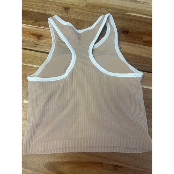 Lululemon Tank Top Beige with White Trim Womens Size 6 - Picture 2 of 4